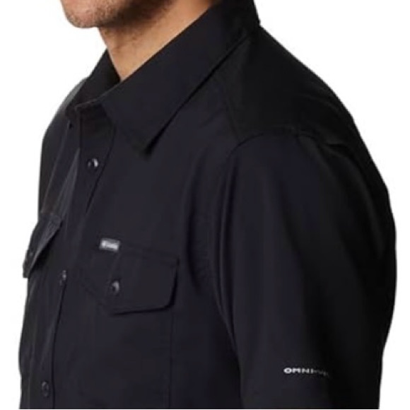 Columbia Men Sportswear Company Black Solid Short sleeve shirt size: L/ G New - Picture 2 of 7